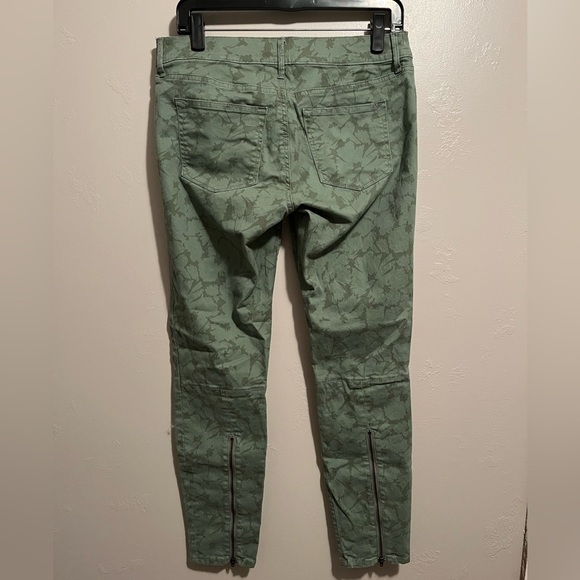 Gap Green Patterned Skinny Pants with Zipper Detailing - Picture 7 of 13